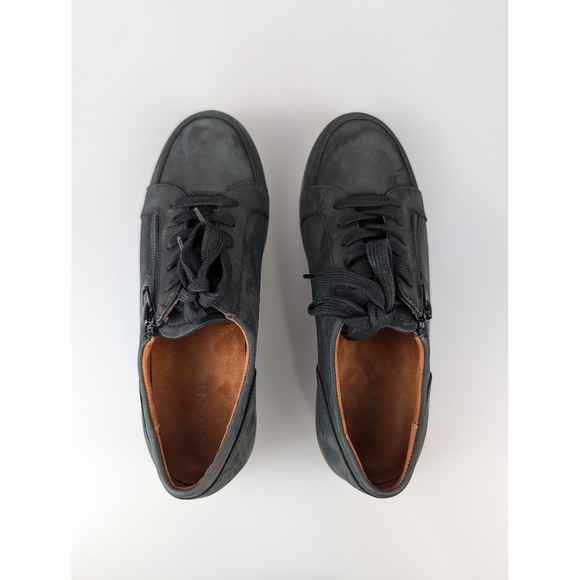 Vionic Abigail Black Nubuck Leather Lace Up Zip Up Comfort Orthopedic Sneakers - Picture 7 of 8